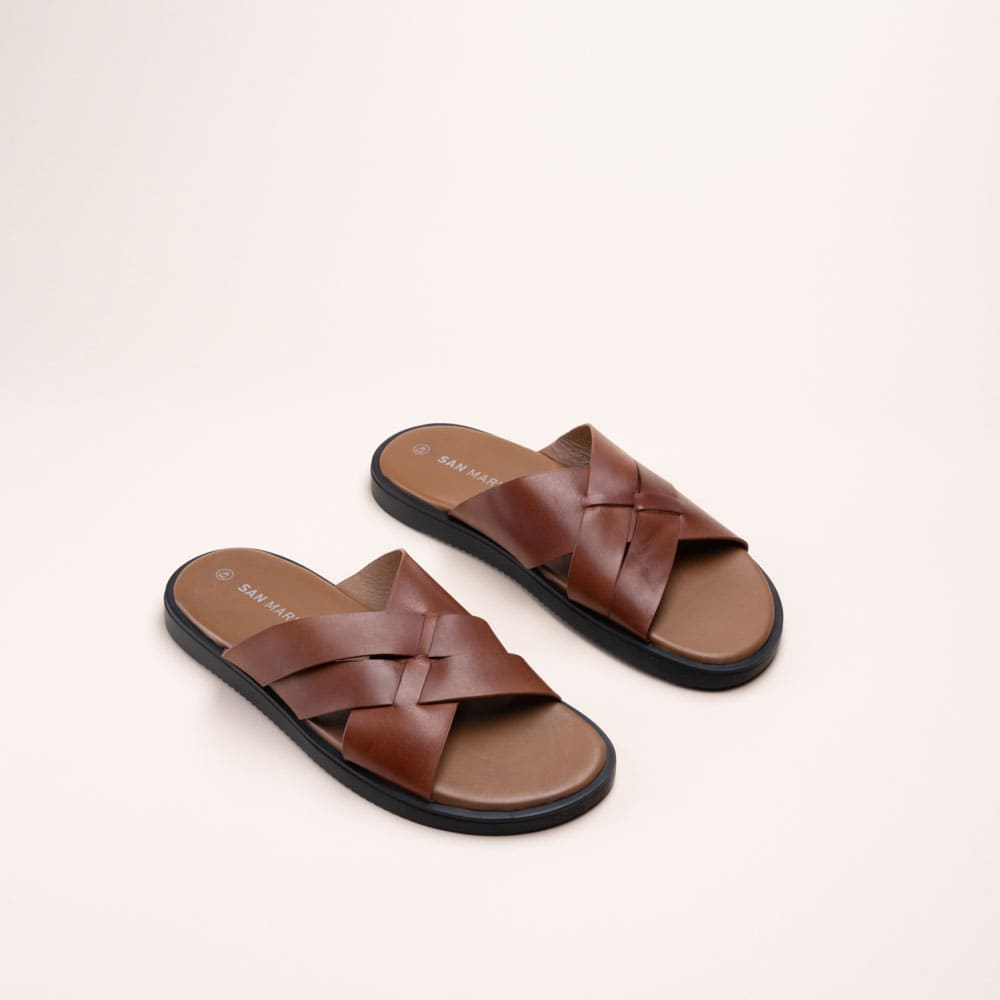 Mules et sabots pour hommes : Mules marrons San Marina