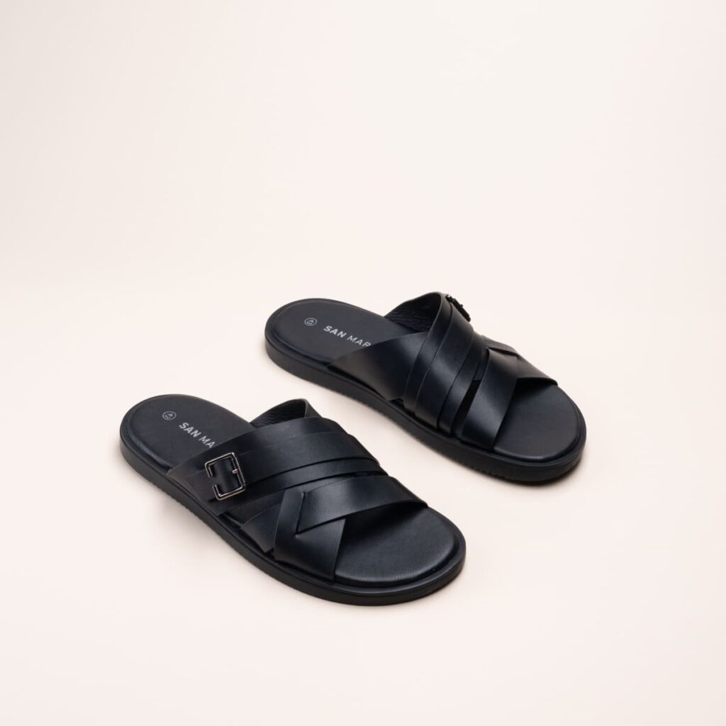 Mules et sabots pour hommes : Mules noires San Marina