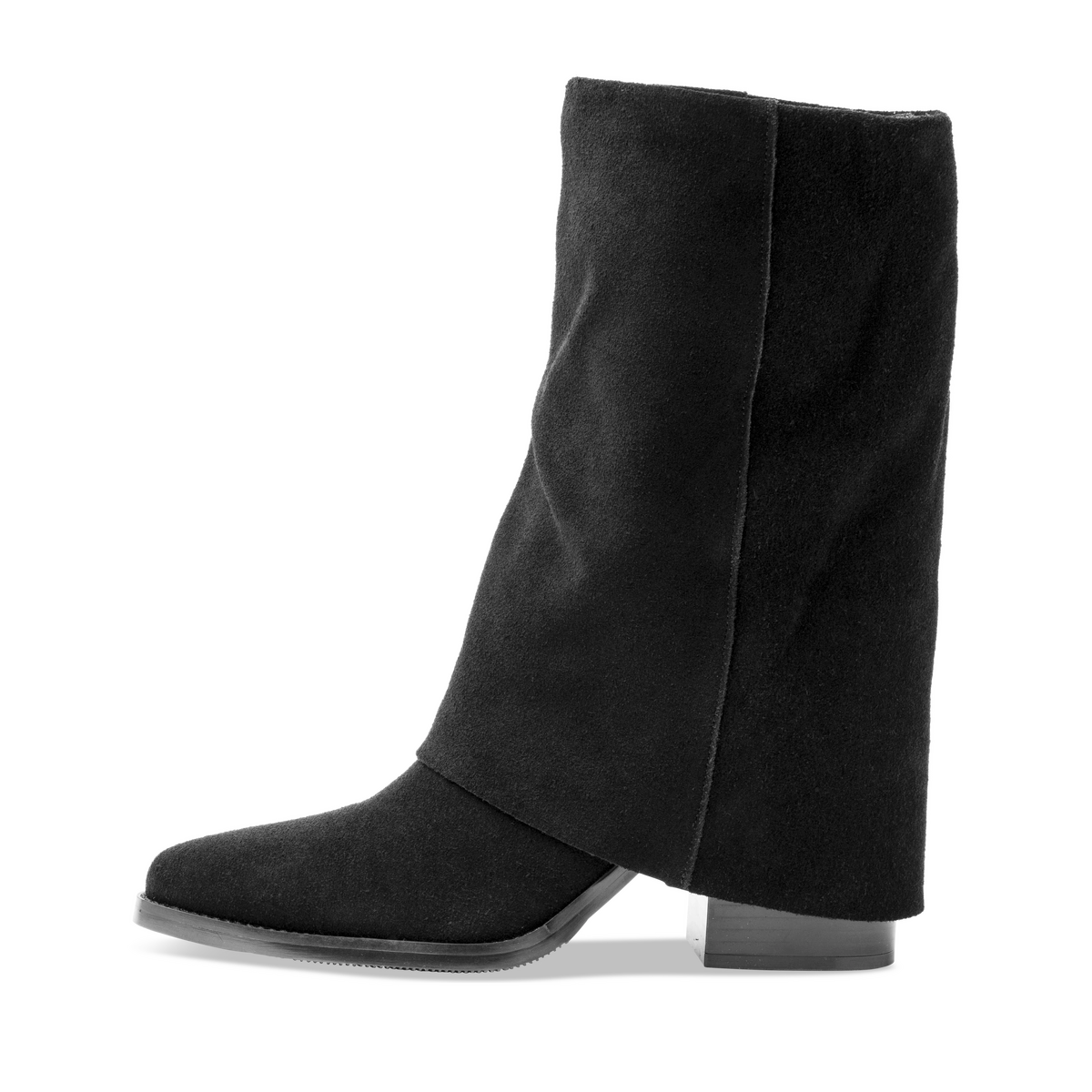 Bottines en velours noir à revers San Marina
