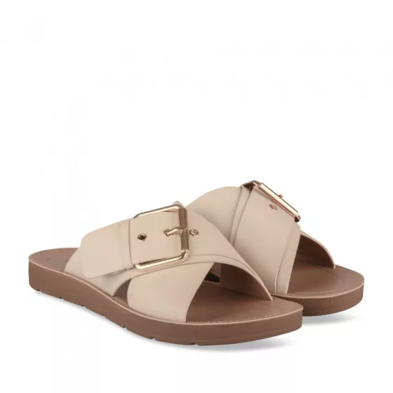 mules beige femme